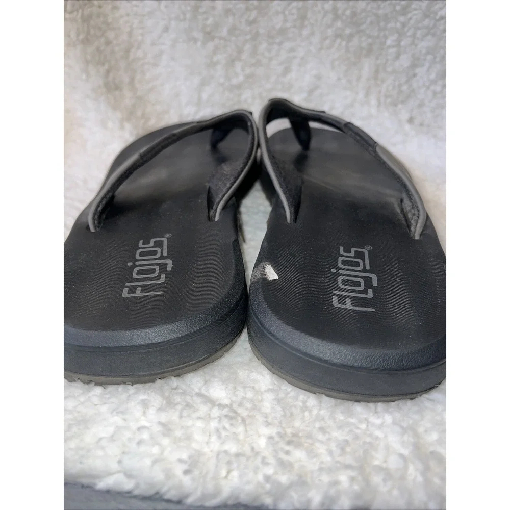 Flojos Flip Flop Mens Size 11‎ Black Gray Memory Foam Thongs Slide Sandals